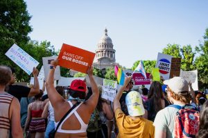 Abortion-rights advocates protest in Texas after the U.S. Supreme Court in 2022 overturned Roe v. Wade.
 Credit: @ Alicia Armijo/ZUMA Press Wire